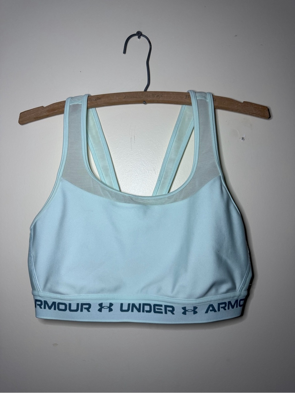 Under Armour Pale Blue Racerback Sports Bra with Branded Band